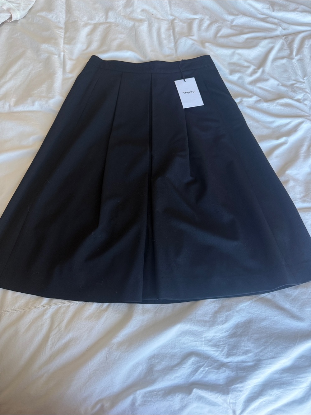 Theory Black A-Line Pleated Skirt